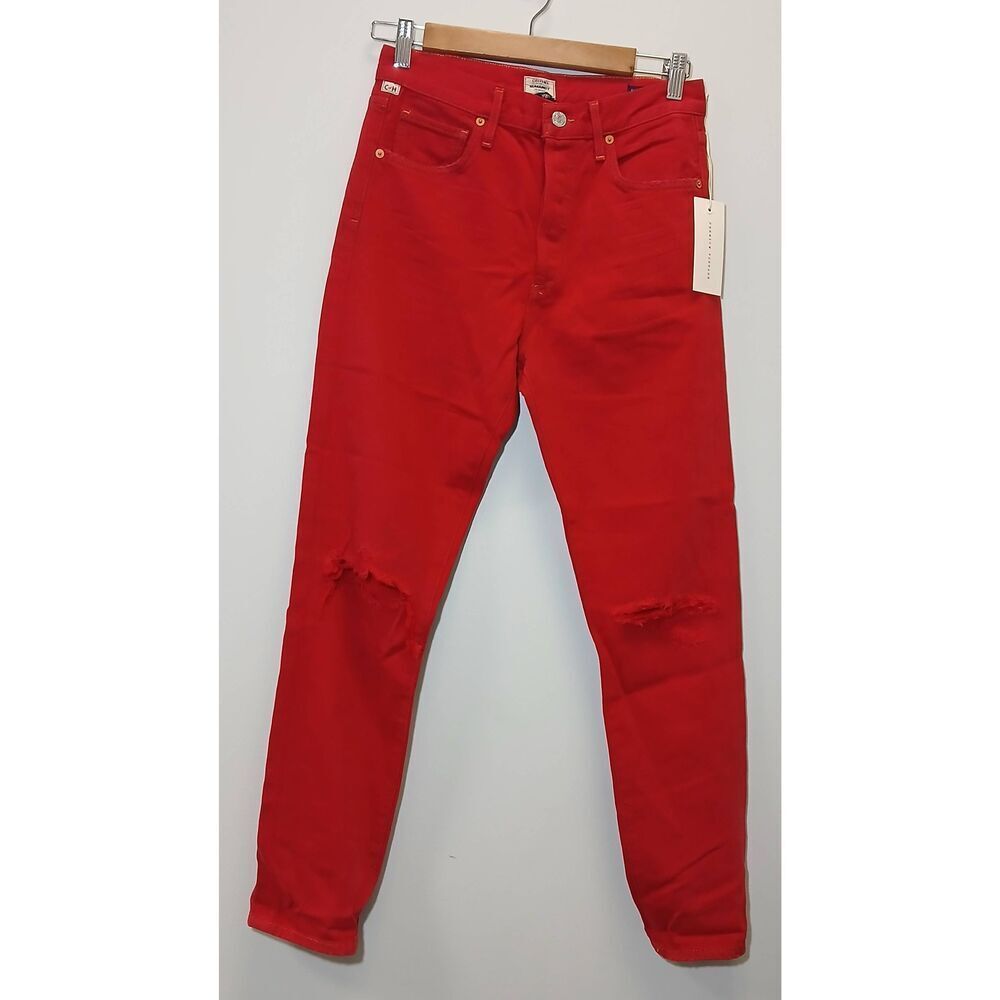 Citizen of humanity womens size 25 liya hi rise red pants factory distressed